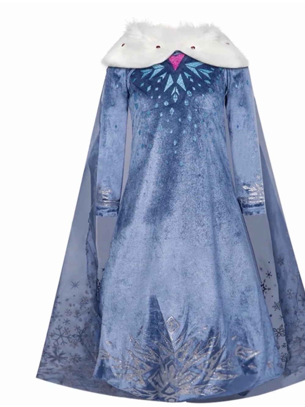 H&M Disney Girls Blue  winter Frozen Elsa Costume Dress with Cape